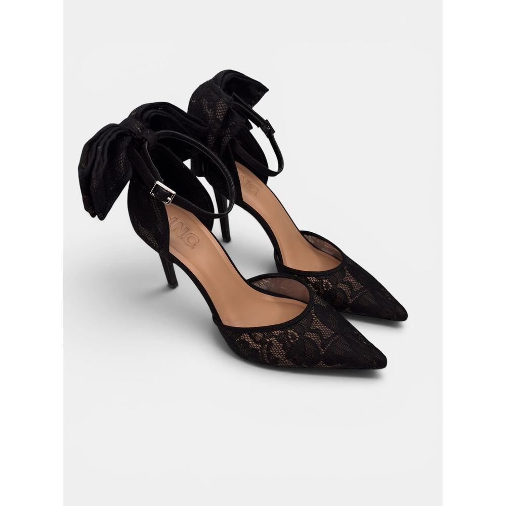 I.N.C. International Concepts Sanira Black Lace Bow Pumps Size 8 Stiletto Dressy - Picture 5 of 14
